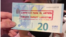 Billete de 20 euros exige la libertad de Hamlet Lavastida, acuñado durante la Feria ARCOMadrid.